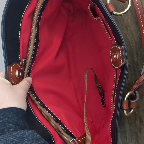 Dooney & Bourke Pebble Grain Black Leather Tammy Tote With Brown Handles - Picture 6 of 11